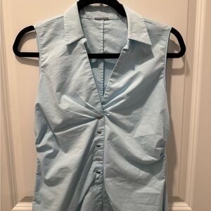 Elie Tahari Light Blue Sleeveless Button Down Shirt